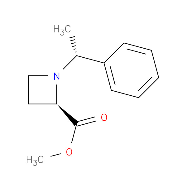 methyl (2R)-1-[(1R)-1-phenylethyl]azetidine-2-carboxylate 化学構造式