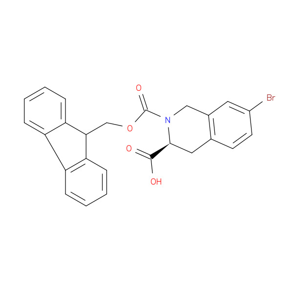 (3S)-7-bromo-2-{[(9H-fluoren-9-yl)methoxy]carbonyl}-1,2,3,4-tetrahydroisoquinoline-3-carboxylicacid 化学構造式