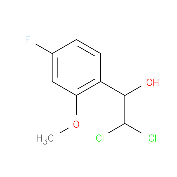 2,2-Dichloro-1-(4-fluoro-2-methoxyphenyl)ethanol 化学構造式