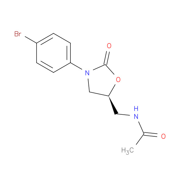 (S)-N-((3-(4-BROMOPHENYL)-2-OXOOXAZOLIDIN-5-YL)METHYL)ACETAMIDE 化学構造式
