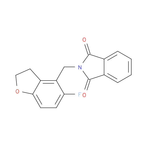 2-((5-Fluoro-2,3-dihydrobenzofuran-4-yl)methyl)isoindoline-1,3-dione 化学構造式