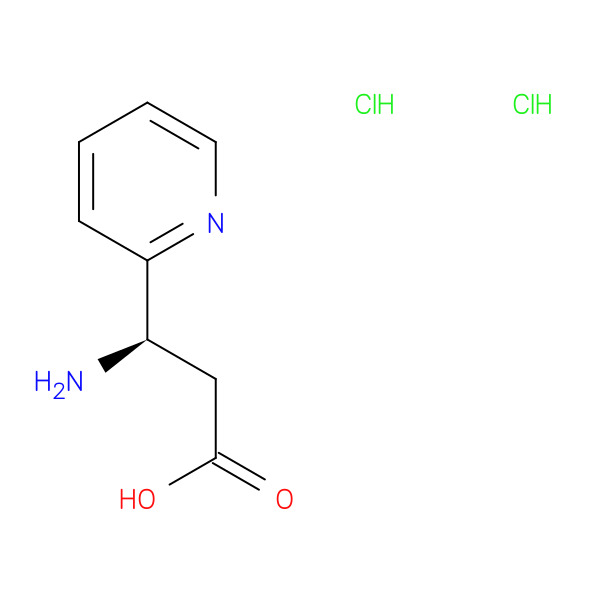 (R)-3-Amino-3-(pyridin-2-yl)propanoic acid dihydrochloride 化学構造式
