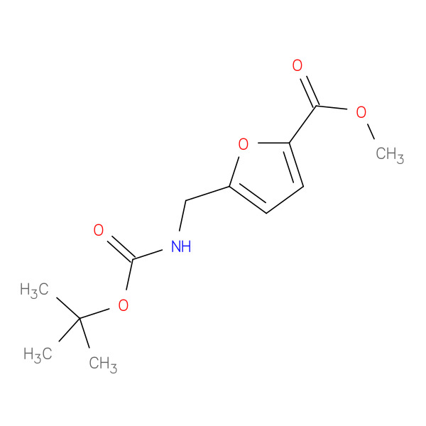 Methyl 5-(((tert-butoxycarbonyl)amino)methyl)furan-2-carboxylate 化学構造式
