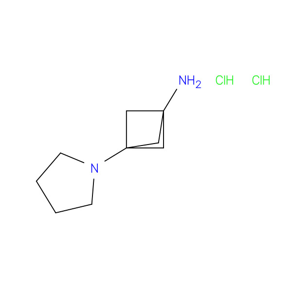 3-pyrrolidin-1-ylbicyclo[1.1.1]pentan-1-amine;dihydrochloride 化学構造式