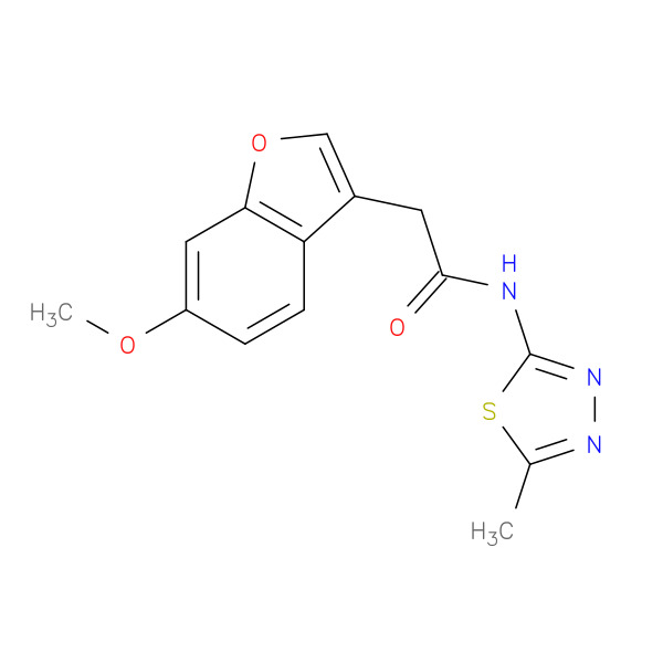 2-(6-Methoxybenzofuran-3-yl)-N-(5-methyl-1,3,4-thiadiazol-2-yl)acetamide 化学構造式