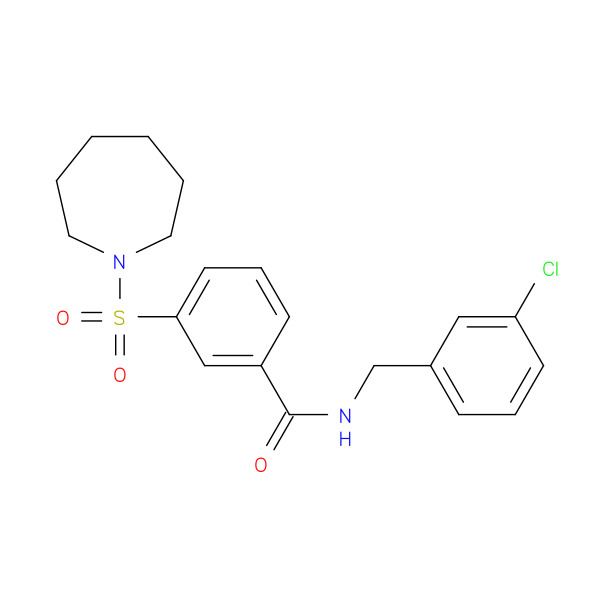 3-(Azepan-1-ylsulfonyl)-N-(3-chlorobenzyl)benzamide 化学構造式