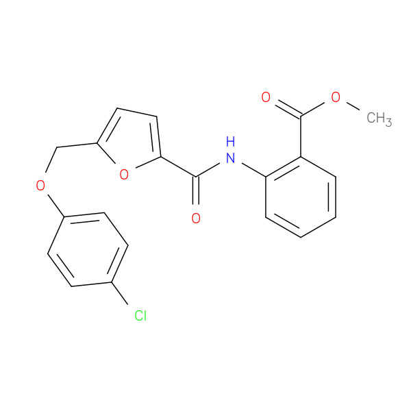 METHYL 2-(5-((4-CHLOROPHENOXY)METHYL)FURAN-2-CARBOXAMIDO)BENZOATE 化学構造式