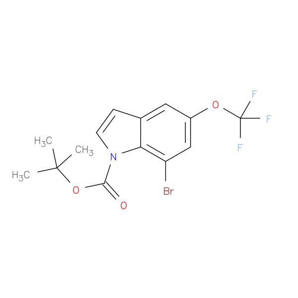 TERT-BUTYL 7-BROMO-5-(TRIFLUOROMETHOXY)INDOLE-1-CARBOXYLATE 化学構造式