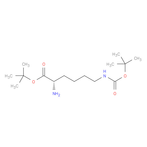 tert-Butyl (S)-2-amino-6-(tert-butoxycarbonylamino)hexanoate 化学構造式