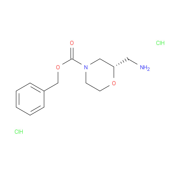 (S)-BENZYL 2-(AMINOMETHYL)MORPHOLINE-4-CARBOXYLATE DIHYDROCHLORIDE 化学構造式