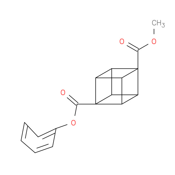 1-Methyl 4-phenyl cubane-1,4-dicarboxylate 化学構造式