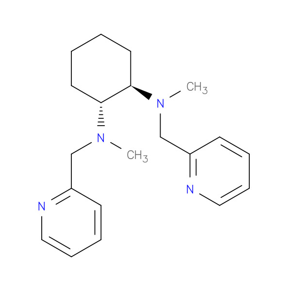 rel-(1R,2R)-N1,N2-Dimethyl-N1,N2-bis(pyridin-2-ylmethyl)cyclohexane-1,2-diamine 化学構造式