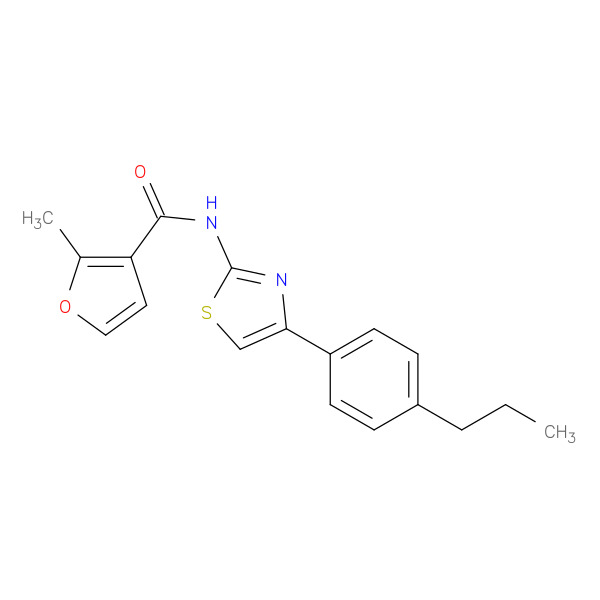 2-Methyl-N-(4-(4-propylphenyl)thiazol-2-yl)furan-3-carboxamide 化学構造式