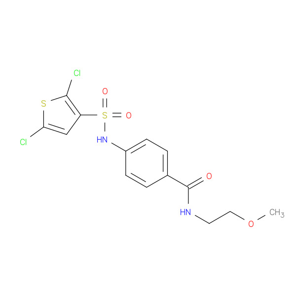 4-((2,5-DICHLOROTHIOPHENE)-3-SULFONAMIDO)-N-(2-METHOXYETHYL)BENZAMIDE 化学構造式