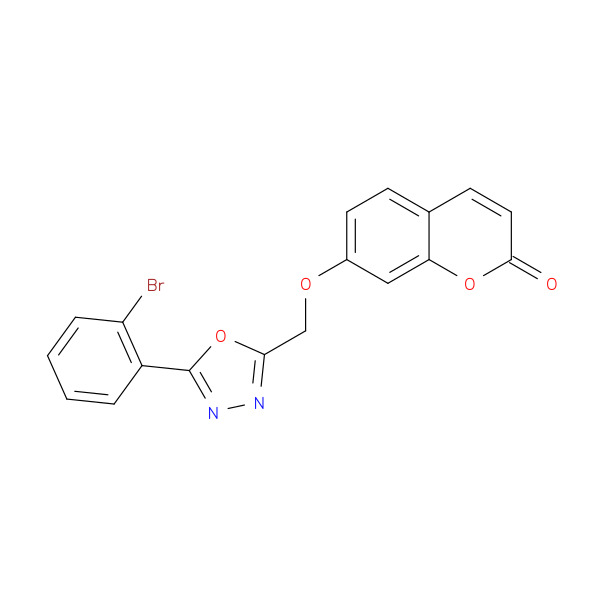7-((5-(2-Bromophenyl)-1,3,4-oxadiazol-2-yl)methoxy)-2H-chromen-2-one 化学構造式