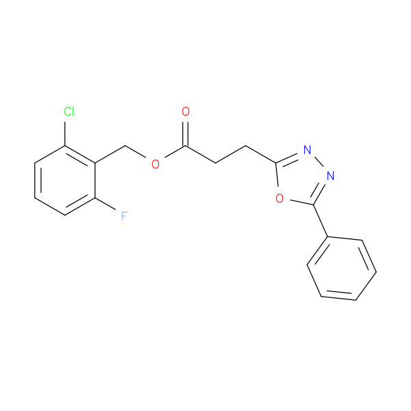 2-CHLORO-6-FLUOROBENZYL 3-(5-PHENYL-1,3,4-OXADIAZOL-2-YL)PROPANOATE 化学構造式