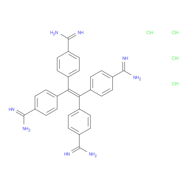 4,4',4'',4'''-(Ethene-1,1,2,2-tetrayl)tetrabenzimidamide tetrahydrochloride 化学構造式