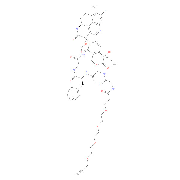 Propargyl-PEG4-GGFG-DXd 化学構造式