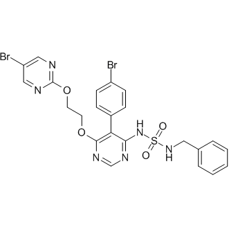 N-[5-(4-Bromophenyl)-6-[2-[(5-bromo-2-pyrimidinyl)oxy]ethoxy]-4-pyrimidinyl]-N'-(phenylmethyl)sulfamide 化学構造式