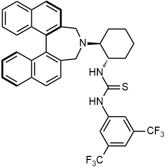 N-[3,5-Bis(trifluoromethyl)phenyl]-N'-[(1S,2S)-2-[(11bR)-3,5-dihydro-4H-dinaphth[2,1-c:1',2'-e]azepin-4-yl]cyclohexyl]thiourea 化学構造式