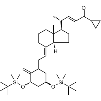 (R,E)-4-((1R,3aS,7aR,E)-4-((E)-2-((3S,5R)-3,5-bis(tert-butyldimethylsilyloxy)-2-methylenecyclohexylidene)ethylidene)-7a-methyloctahydro-1H-inden-1-yl)-1-cyclopropylpent-2-en-1-one 化学構造式