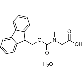 2-((((9H-Fluoren-9-yl)methoxy)carbonyl)(methyl)amino)acetic acid hydrate 化学構造式
