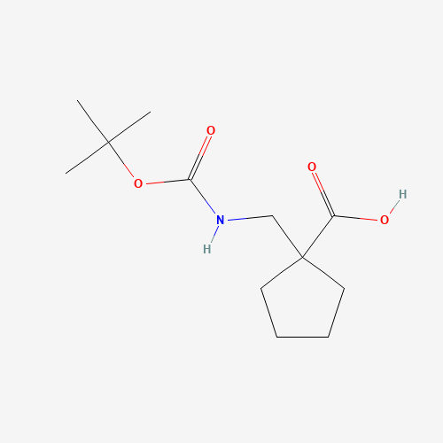 1-(((tert-Butoxycarbonyl)amino)methyl)cyclopentanecarboxylic acid 化学構造式