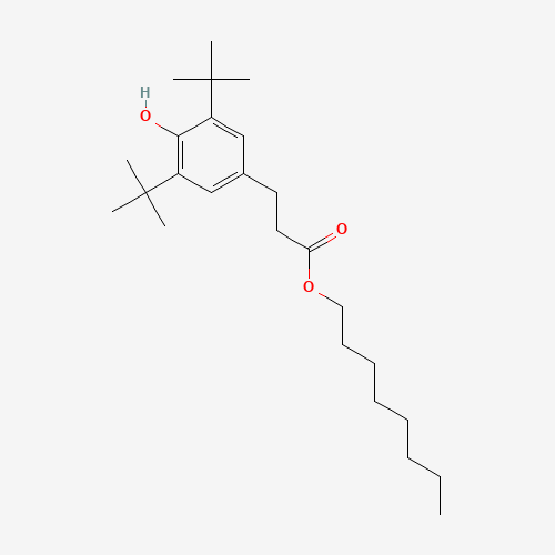 Octyl-3,5-di-tert-butyl-4-hydroxy-hydrocinnamate 化学構造式