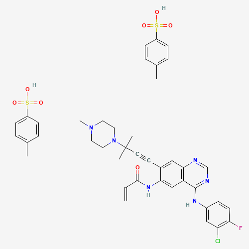 2-Propenamide, N-[4-[(3-chloro-4-fluorophenyl)amino]-7-[3-methyl-3-(4-methyl-1-piperazinyl)-1-butyn-1-yl]-6-quinazolinyl]-, 4-methylbenzenesulfonate (1:2) 化学構造式